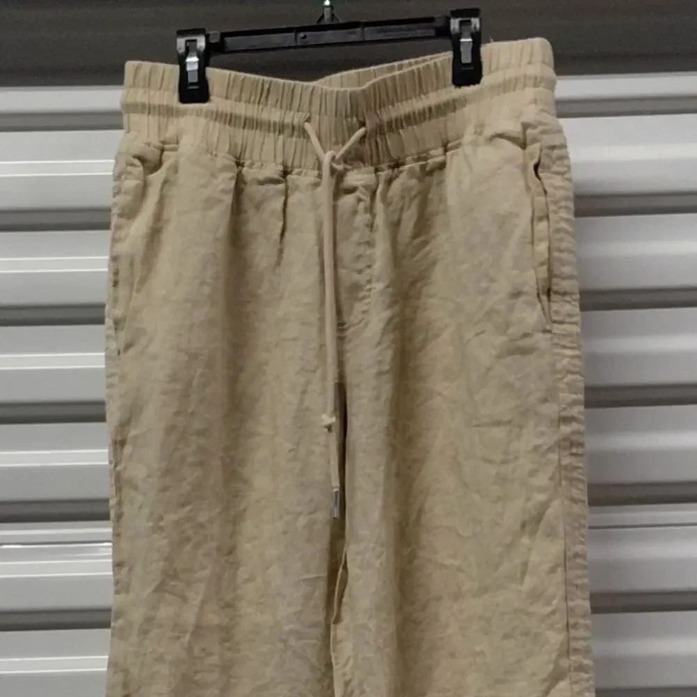 Quince Women 100% European Linen Pants Size Medium Flax Wide Leg Vacation Travel